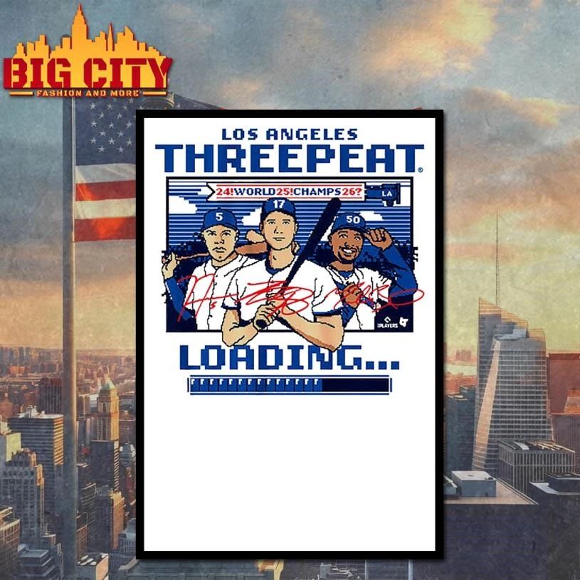 Los Angeles Baseball Threepeat Loading Graphic Signature Shirt