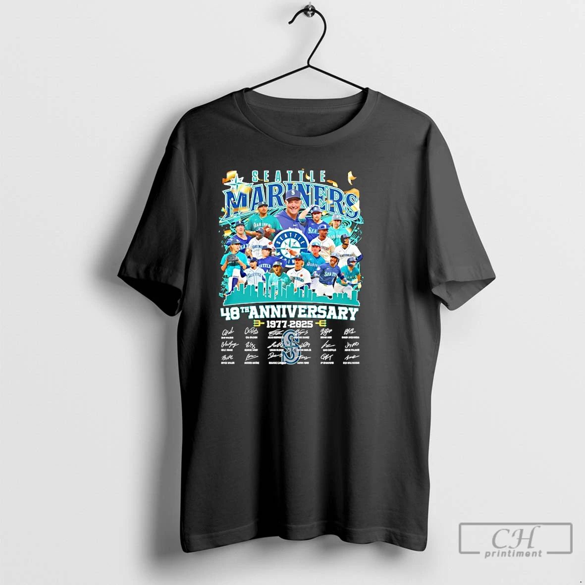 Classic Seattle Mariners 48th Anniversary 1977 2025 Signatures T Shirts