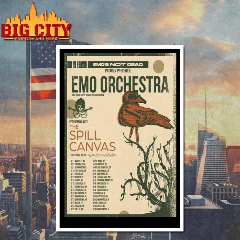 Emo Orchestra performing with The Spill Canvas Tour 2026 Poster Shirt