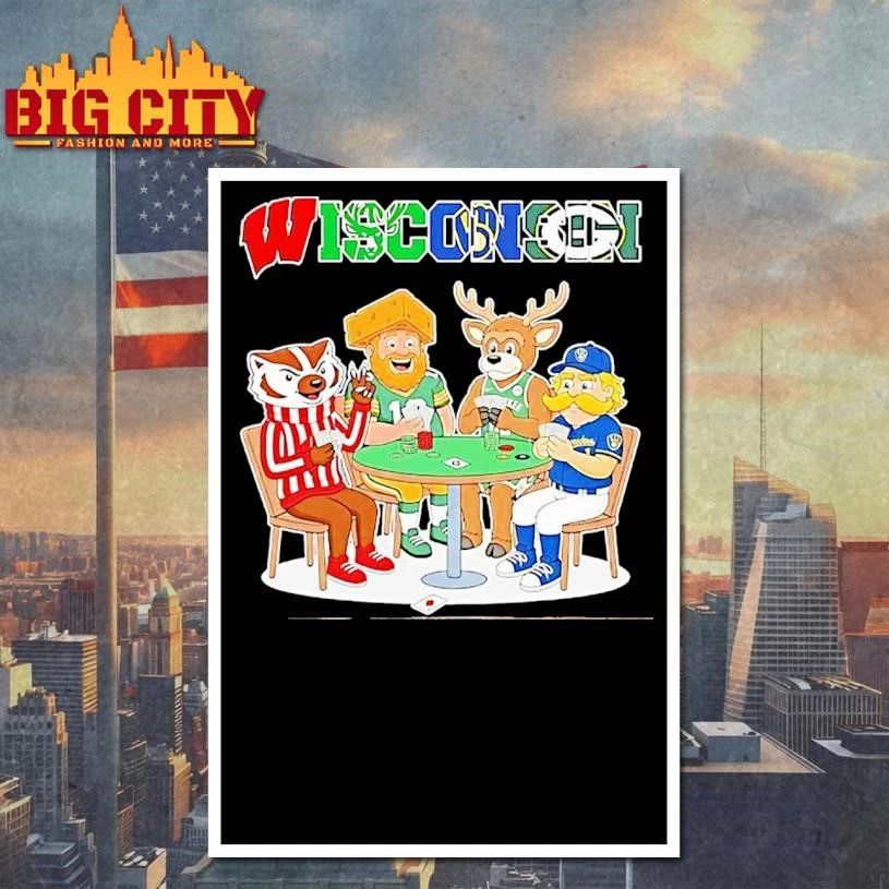 Wisconsin City Sports Mascot Playing Poker Graphic Shirt