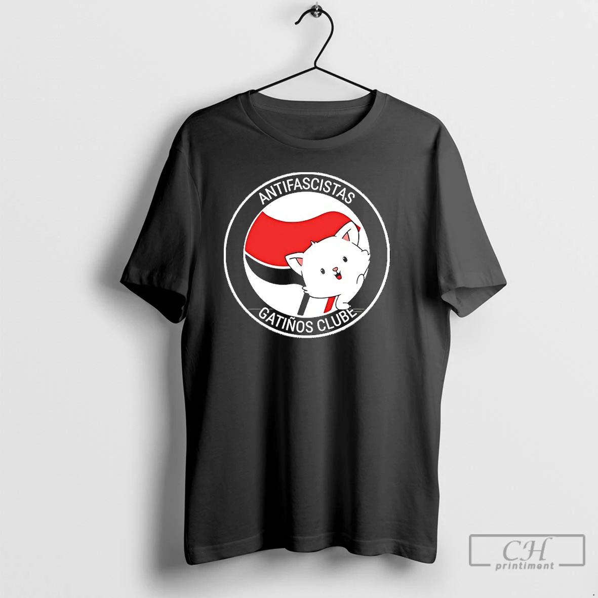 Classic Antifascistas Gatinos Clube Logo Cat T Shirts