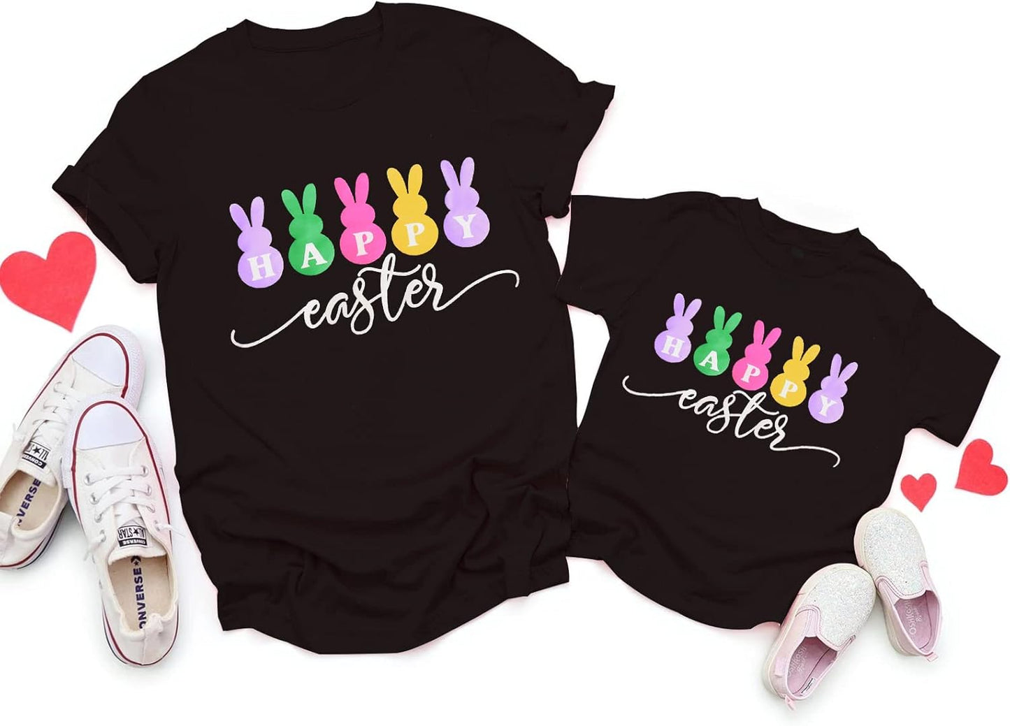 Happy Easter Shirts for Women Kids Bunny Family Matching Outfits Toddler Boys Girls Summer Short Sleeve Tee Top