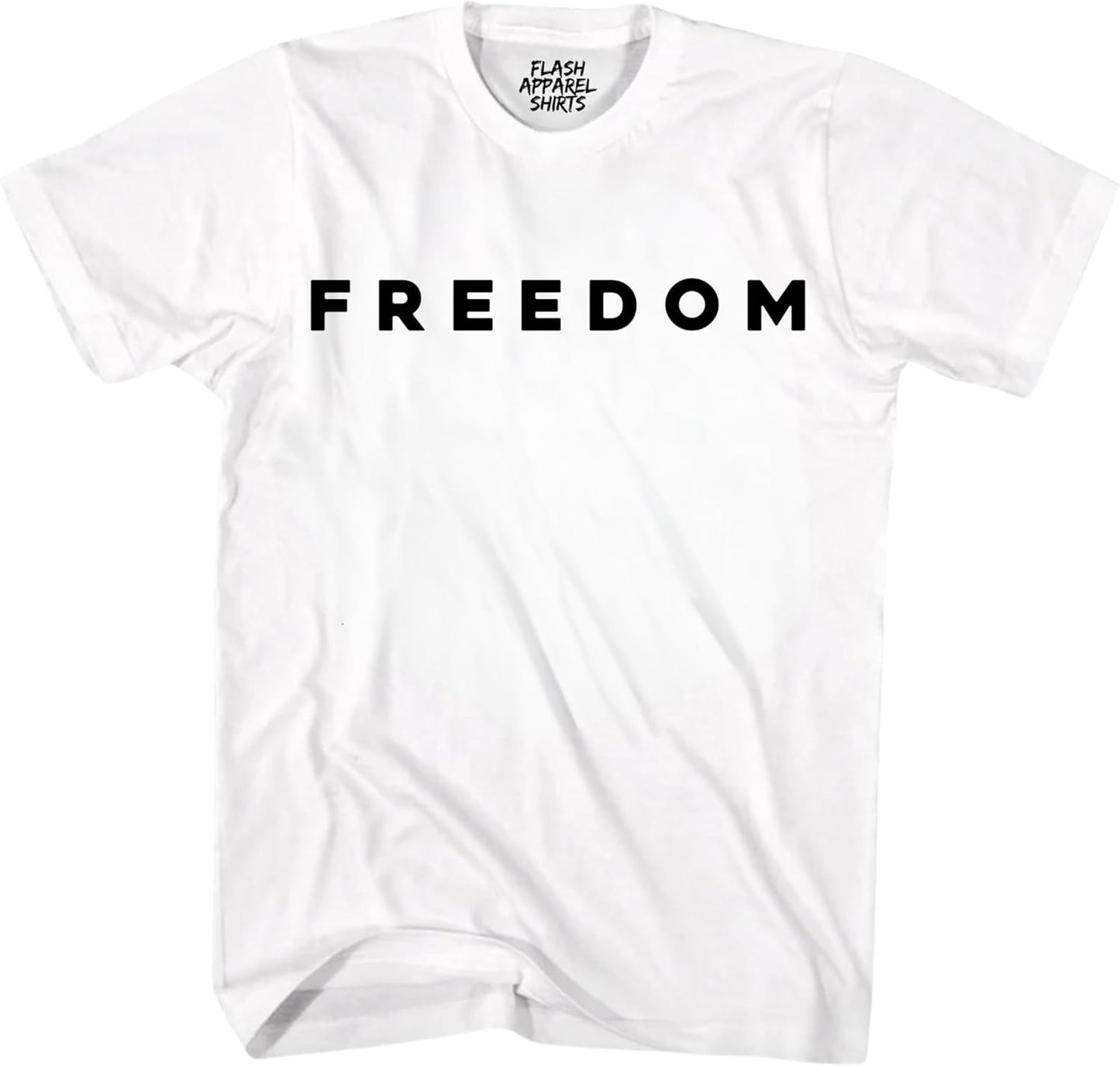 Flash Apparel Freedom Shirt Freedom Text T Shirt for Men & Women Patriotic Men's Tshirts Graphic Tee Unisex Adult Tee