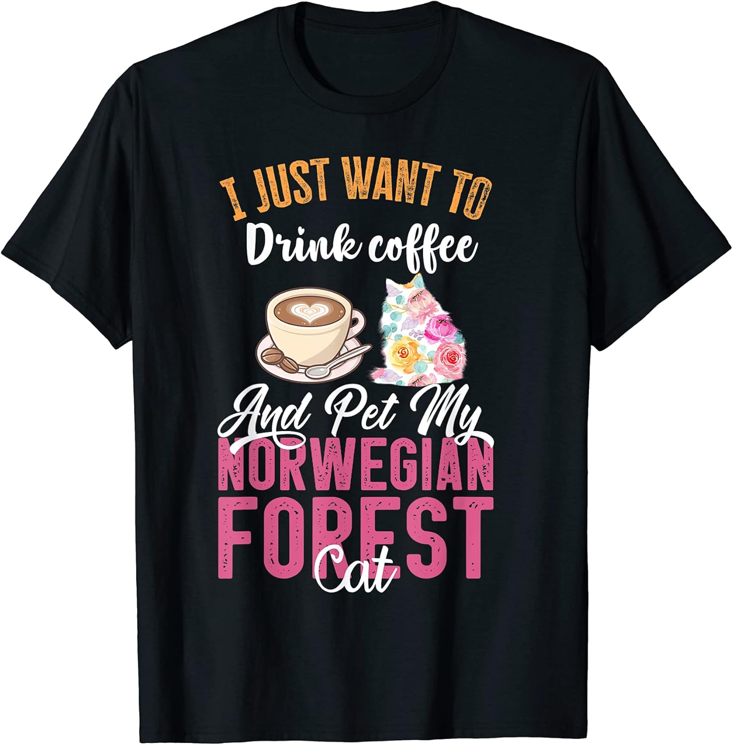 Funny Norwegian Forest Cat & Coffee Lovers Merch