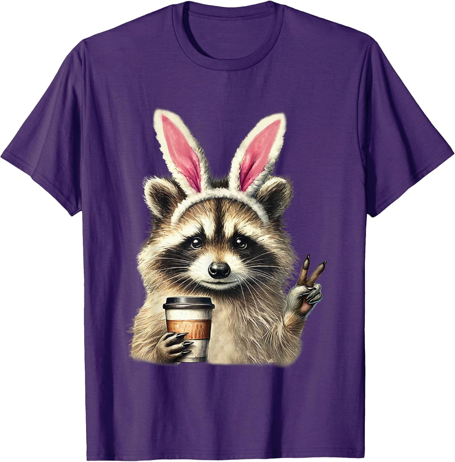 Funny Raccoon Iced Coffee Easter Bunny Easter Tees