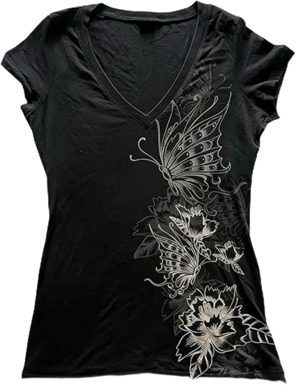 Vintage Graphic Tees 2000s Tops Teen Girls Y2k Grunge Shirts Alt Emo Clothes Women Whimsy Twee Short Sleeve Top