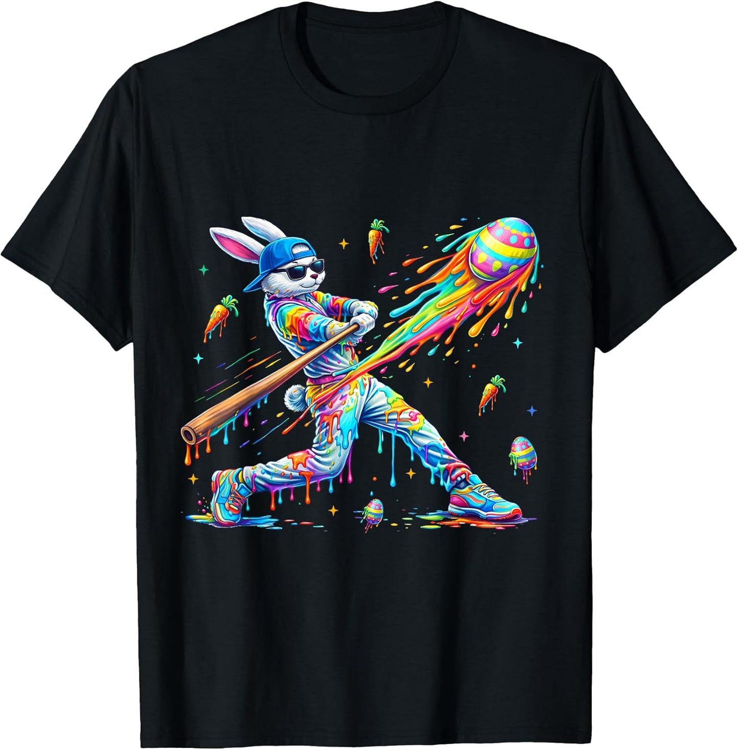 Bunny Drip Rabbit Baseball Easter Men Boy Kid Tee