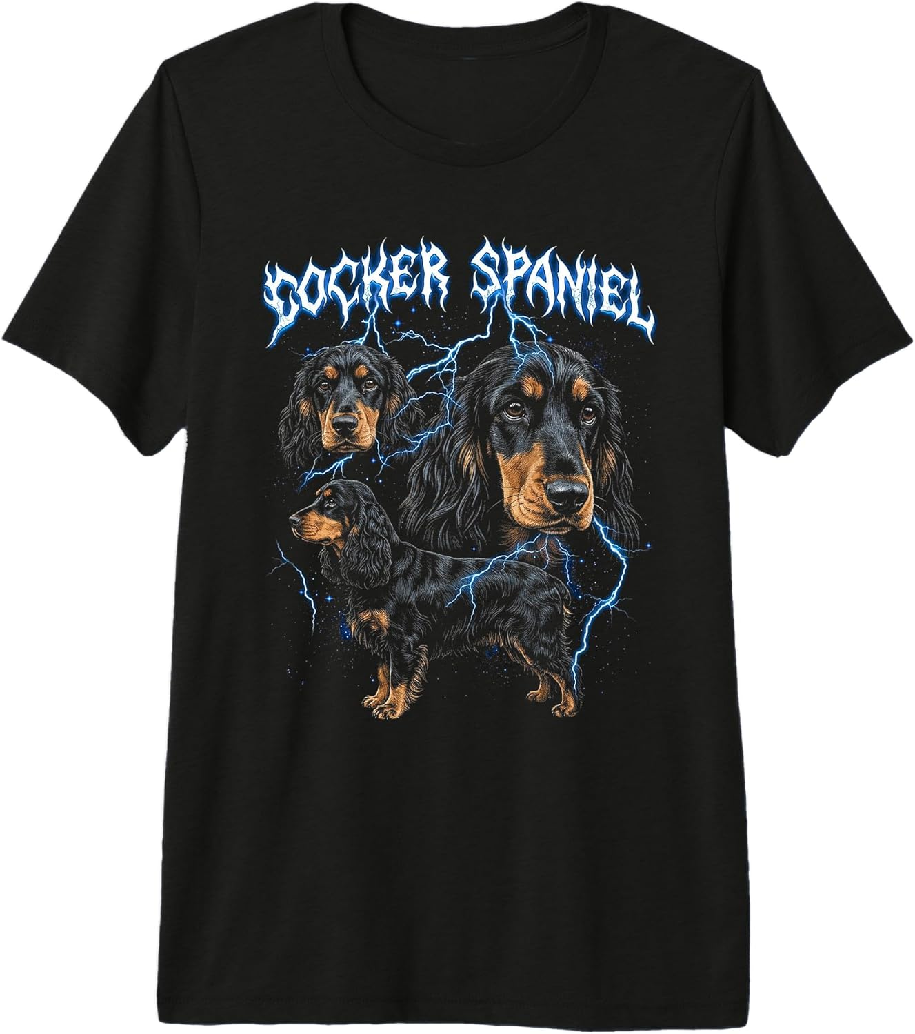 Cocker Spaniel Vintage 90s Heavy Metal Style Dog Lover Premium Tri-Blend T-Shirt
