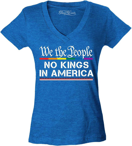 We The People No Kings in America Women's V-Neck T-Shirt Slim Fit