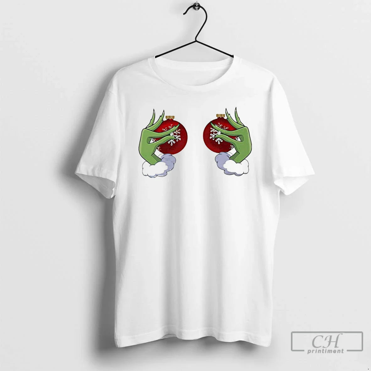 Classic Grinch Boob Christmas White T Shirts