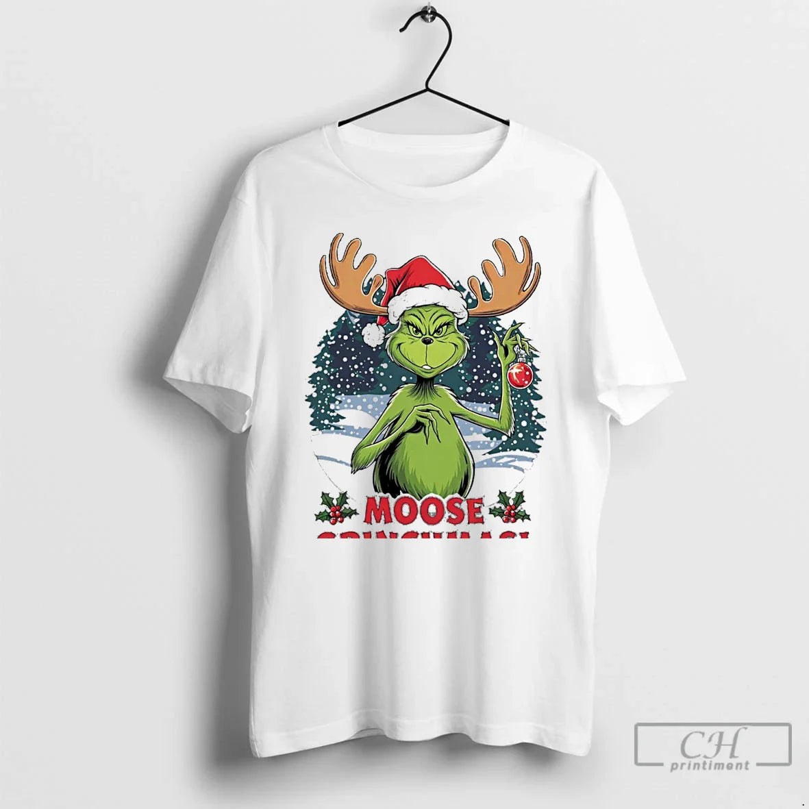 Classic Grinch Moose Grinchmas Christmas White T Shirts