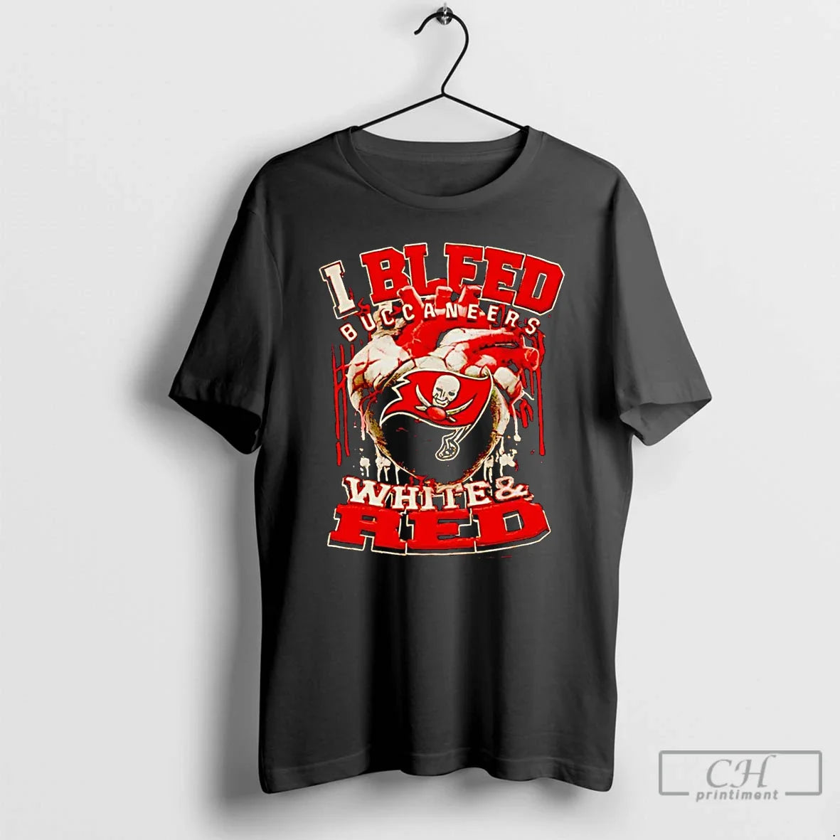 Classic I Bleed Buccaneers White And Red Heart T Shirts