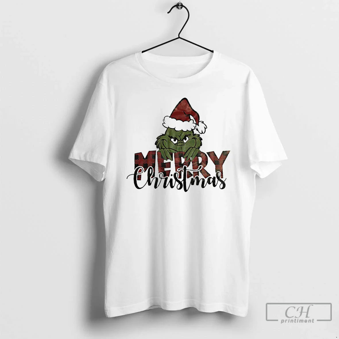 Classic Merry Christmas Grinch Santa White T Shirts