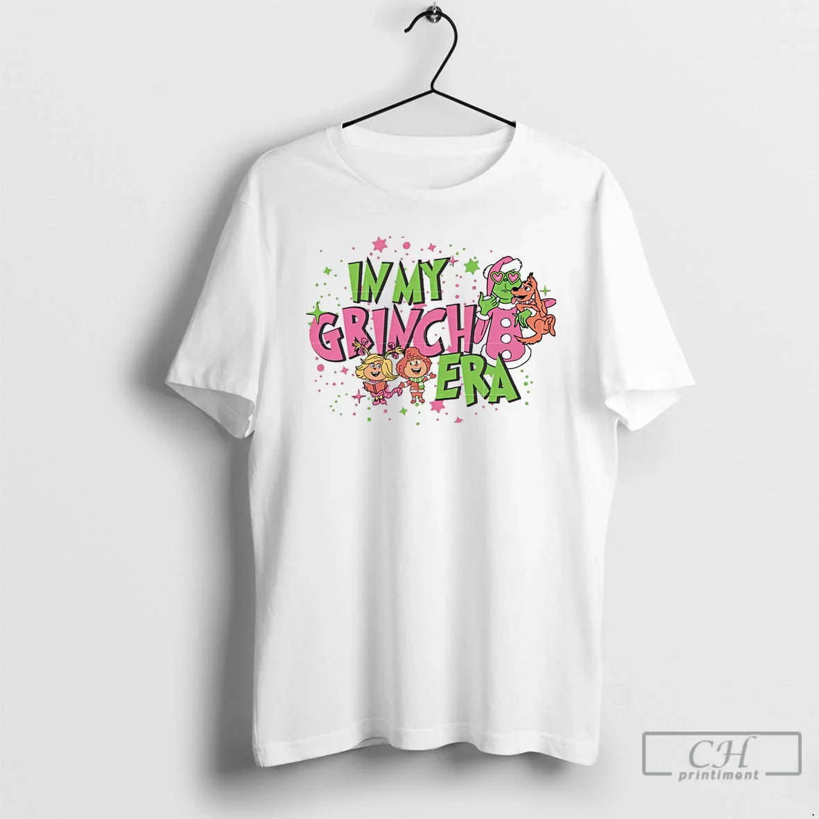 Classic Pink In My Grinch Era Christmas White T Shirts