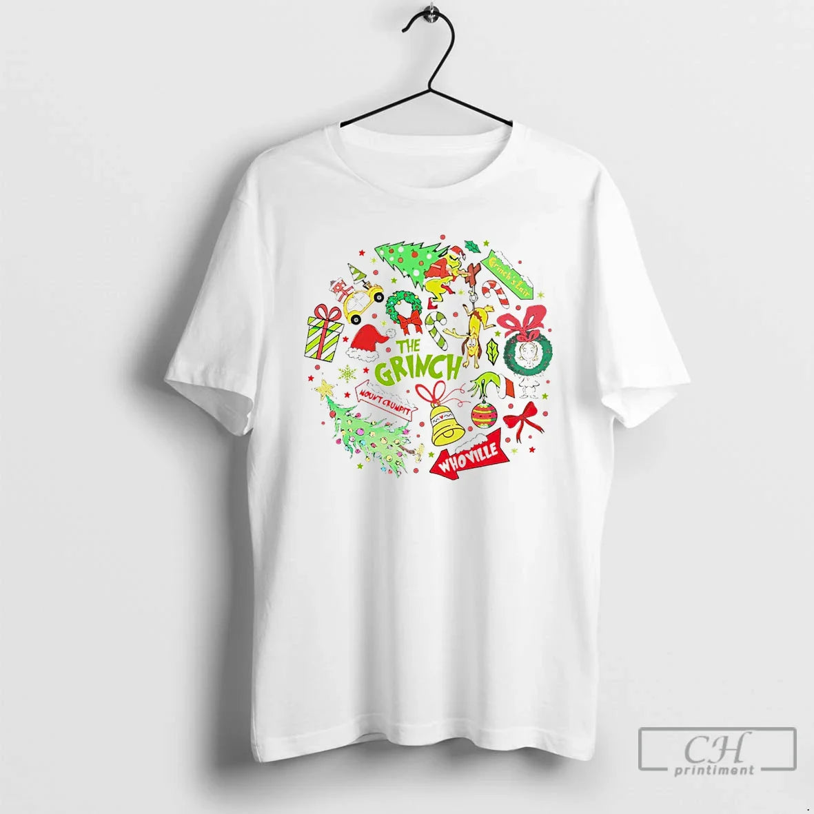 Classic Whoville Grinch Christmas White T Shirts