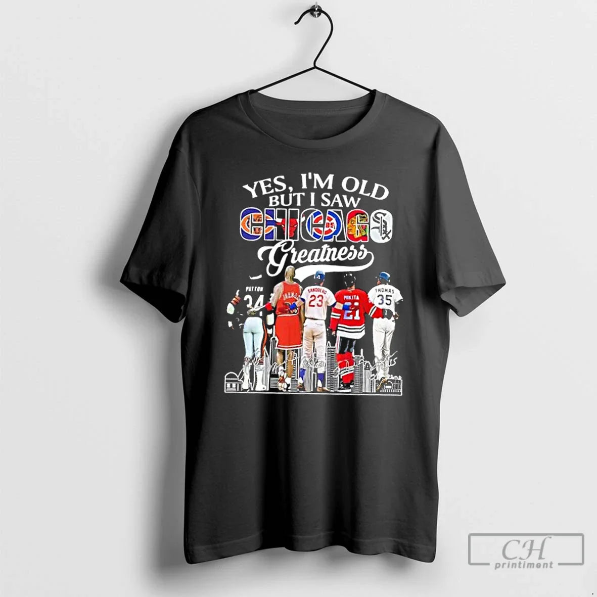 Classic Yes Im Old But I Saw Greatness Chicago Sports Legends Skyline T Shirts
