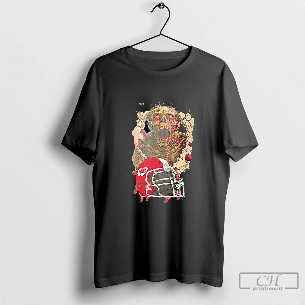 Classic Zombie Kansas City Chiefs Helmet Halloween Blackshirt T Shirts