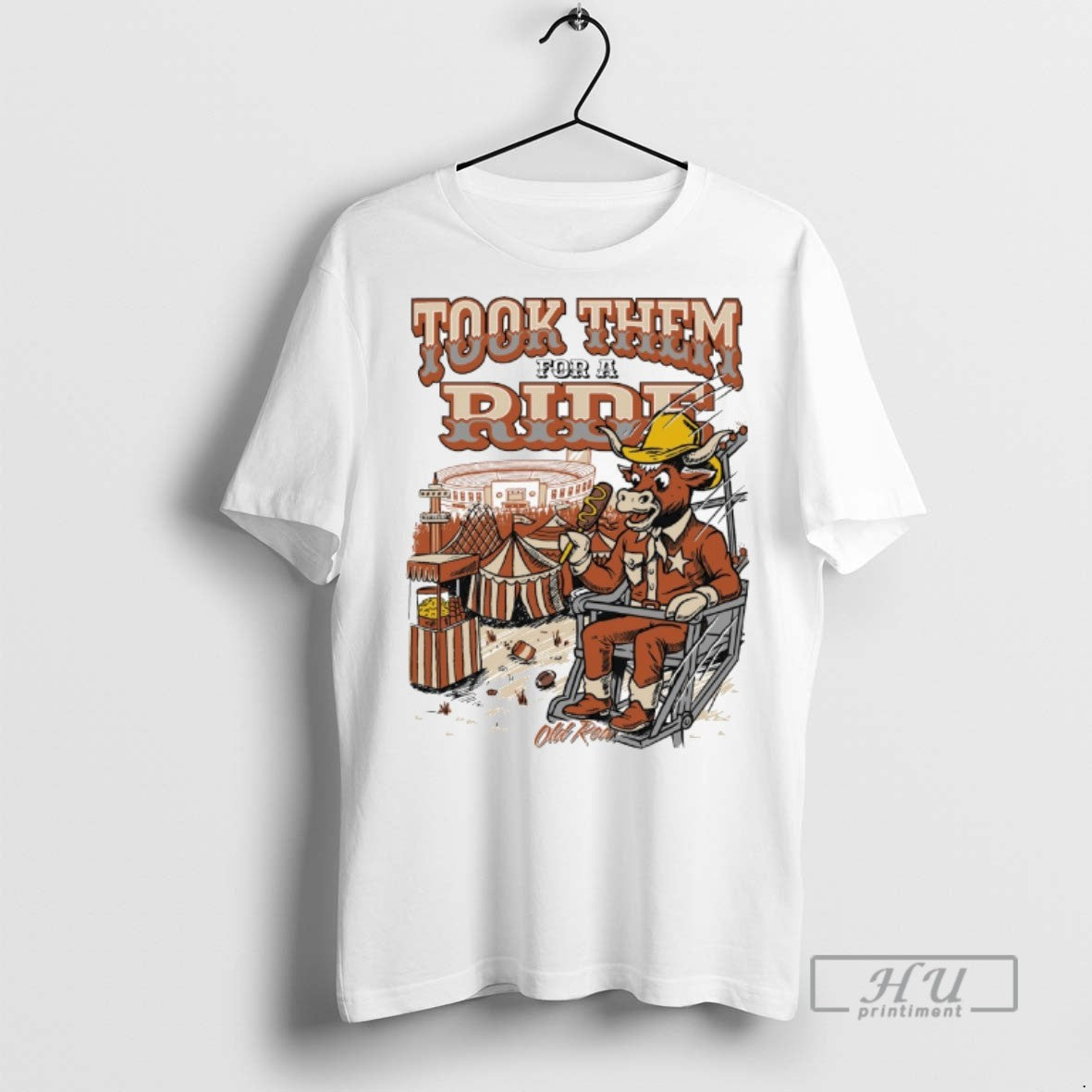 Trending Took Them For A Ride Texas Longhorns Mascot Painting T Graphic Tee Shirts