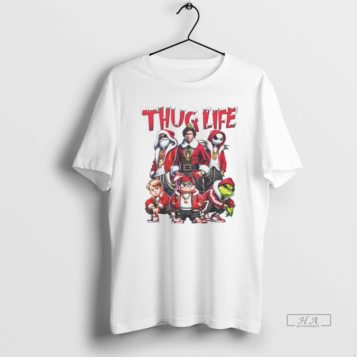 Trendy Thug Life Santa Grinch Friends Christmas Vintage White
