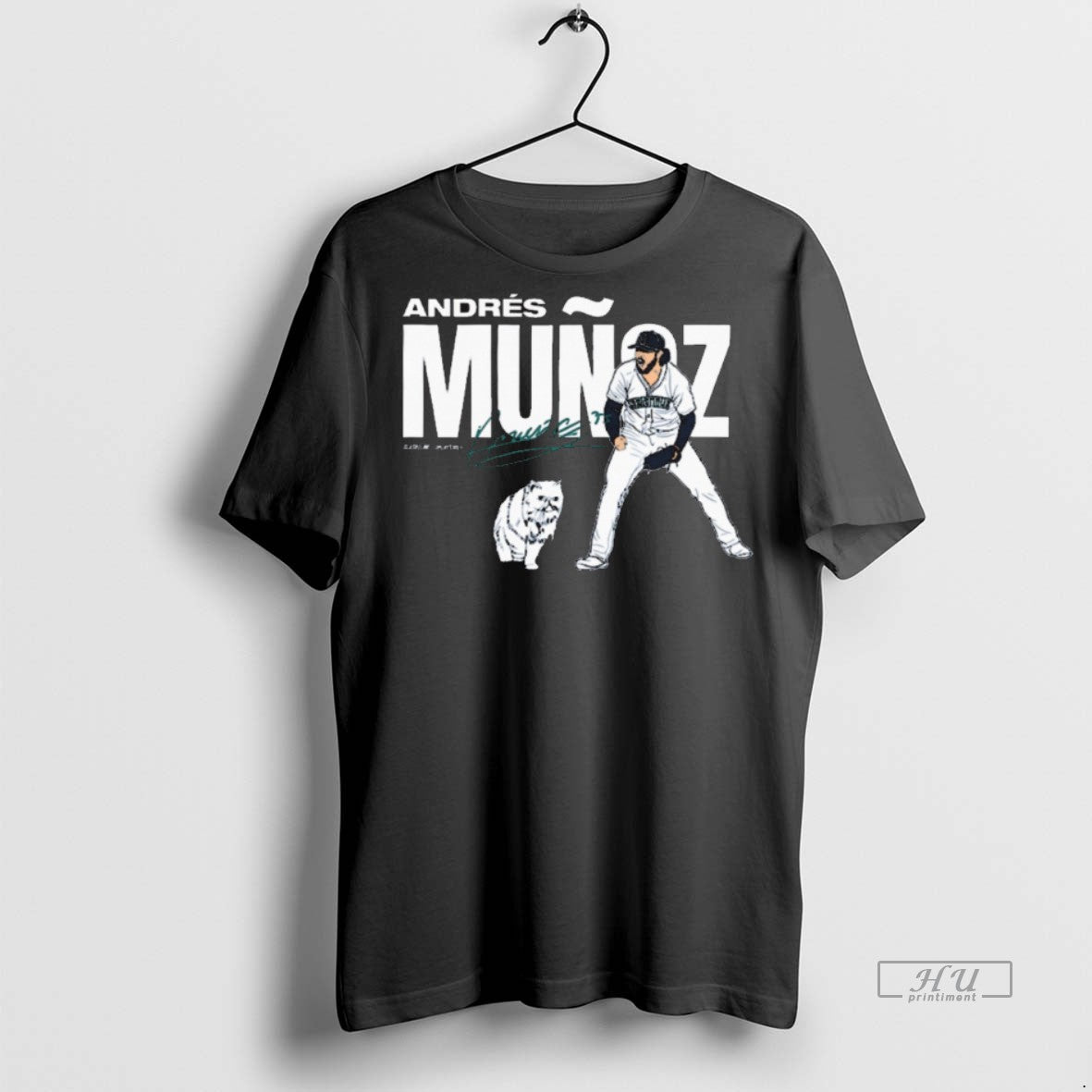 Viral Andres Munoz Seattle Mariners Mlb Slash Line Signature Painting Tee Shirt Sweater