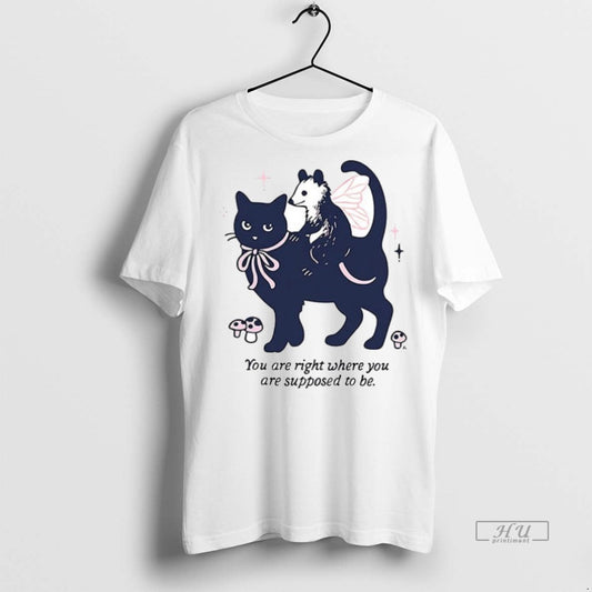 Viral Opossum Riding Cat You Are Right Where You Are Supposed To Be Ceramic Ceramic