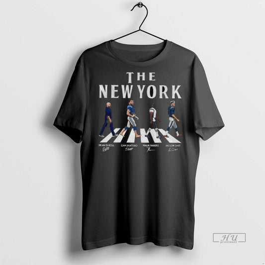 Viral The New York Walking Road Signatures Football Jaxson Dart Malik Nabers Cam Skattebo Tee