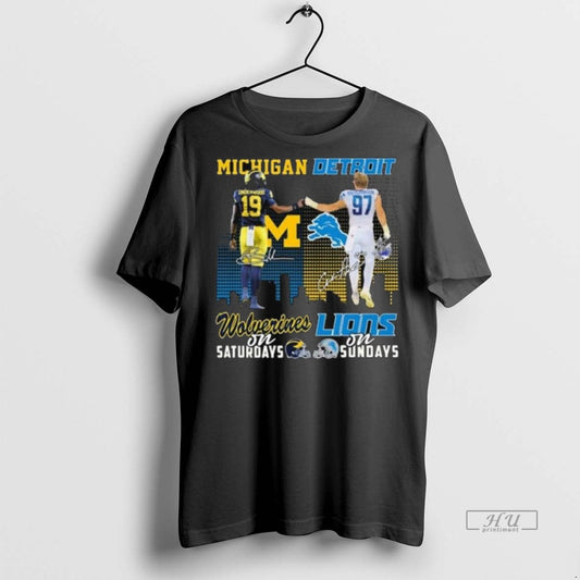 Viral Underwood Michigan Wolverines On Saturdays And Hutchinson Detroit Lions On Sundays Signatures Long Sleve