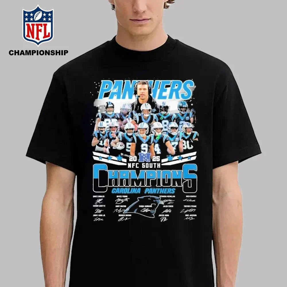 Carolina Panthers 2025 NFC South Champions Signature Shirt