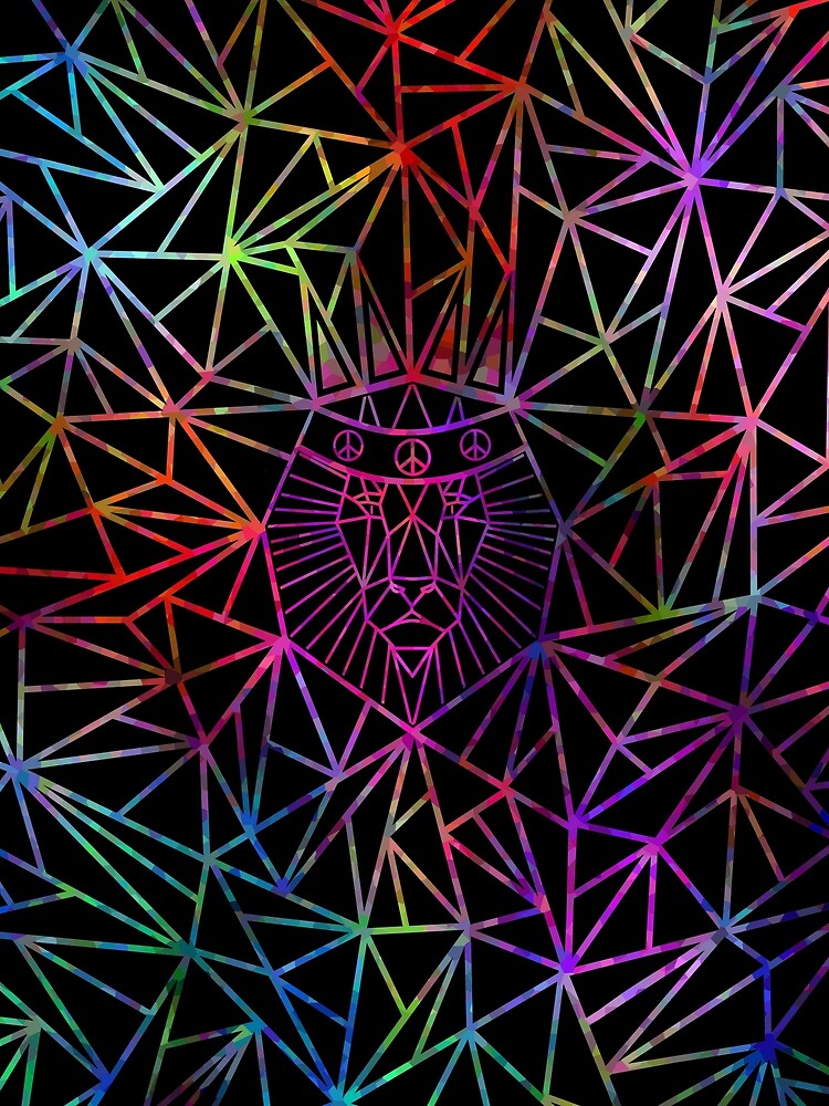 Colorful Lion Face - Geometric Lion by Sartoris Art