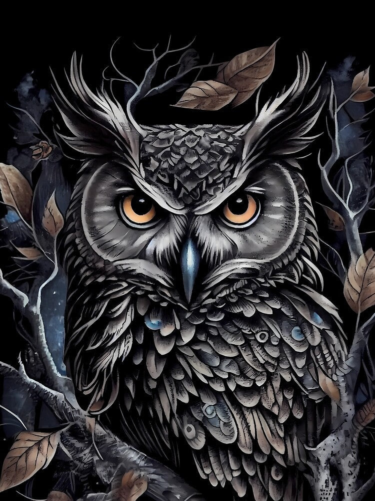 Tattoo owl on canvas by TourDePassion