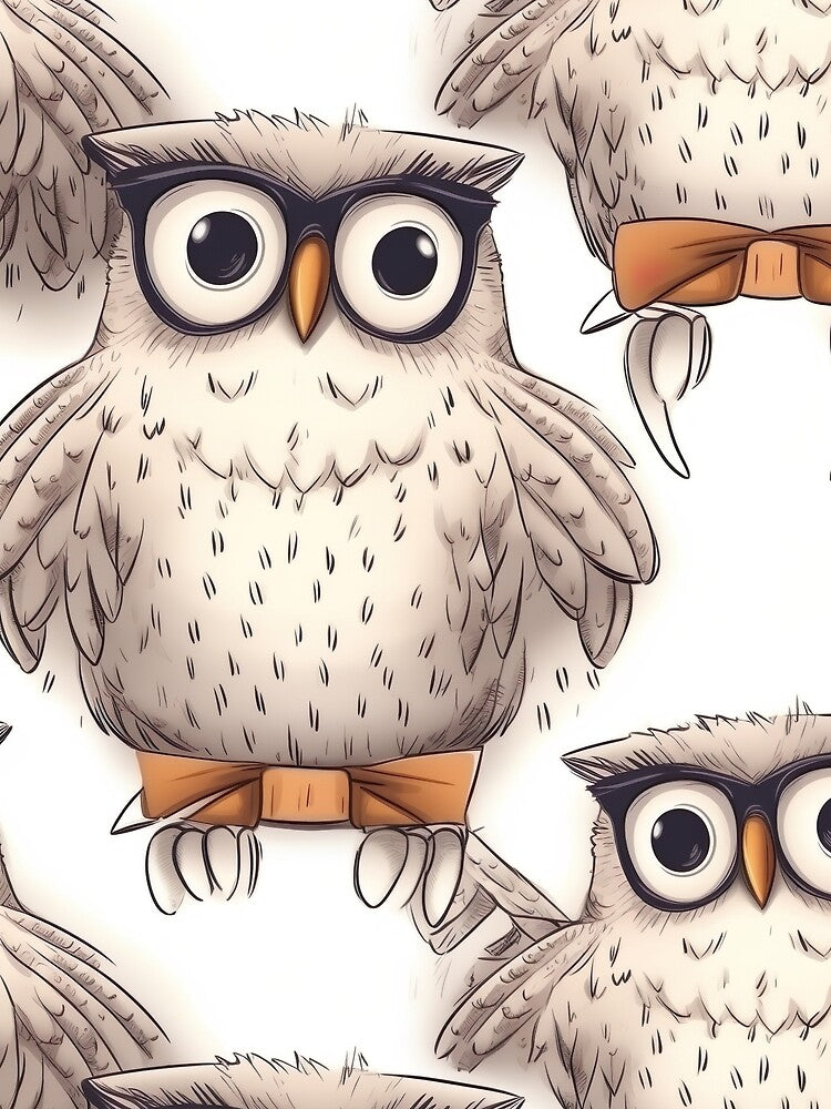 Wide-eyed Owl wearing glasses pattern by ZolwPodroznik