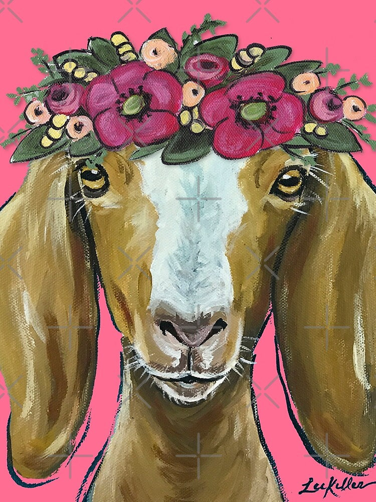Flower Crown Goat Art by leekellerart
