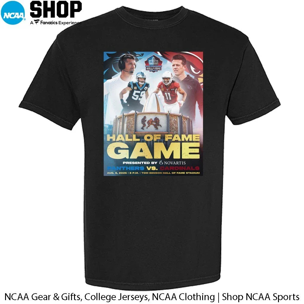Hall Of Fame Game 2026 Florida Panthers Vs Arizona Cardinals At Tom Benson Hall Of Fame T-Shirt