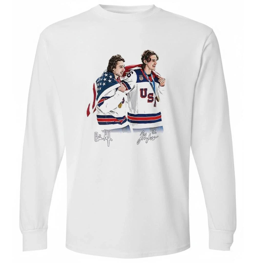 Hughes Brotherhood Team USA Hockey Shirt