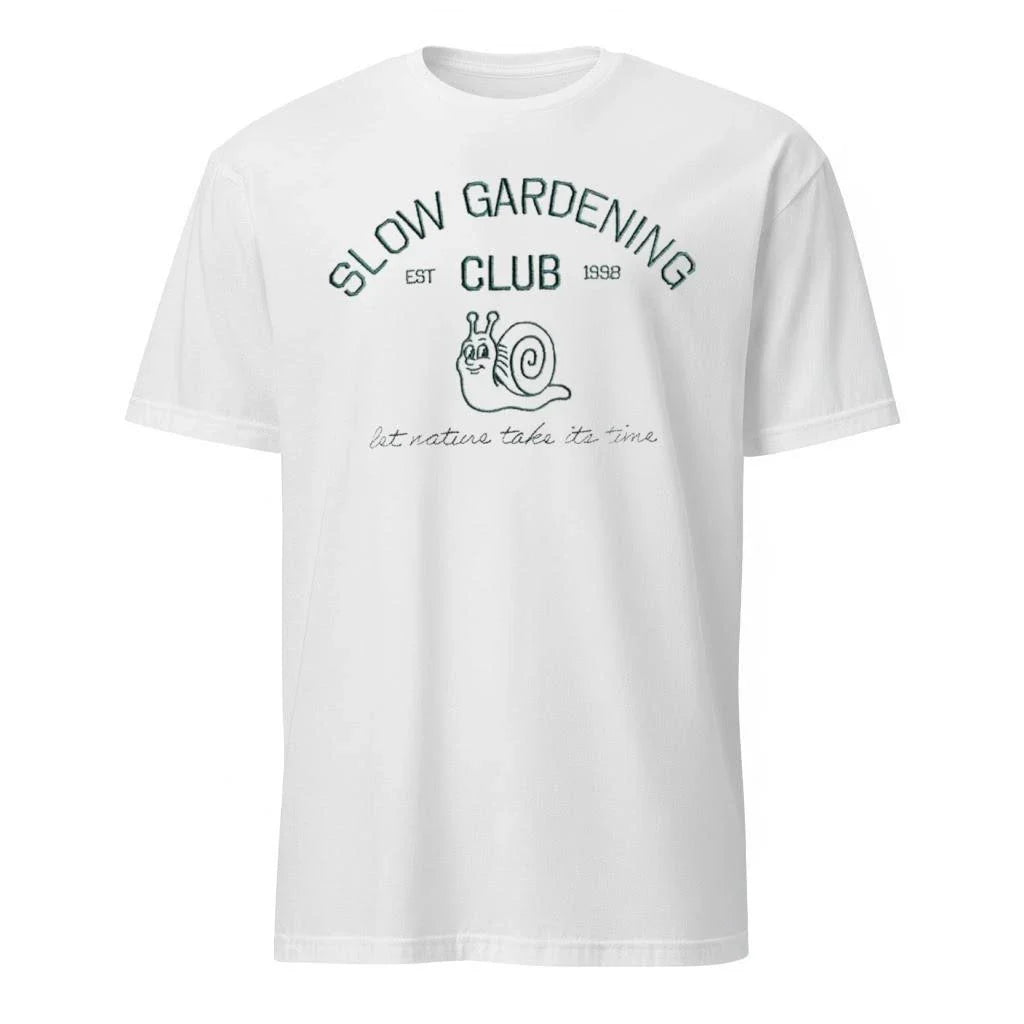 Kim Hellberg Wearing Slow Gardening Embroidery Shirt