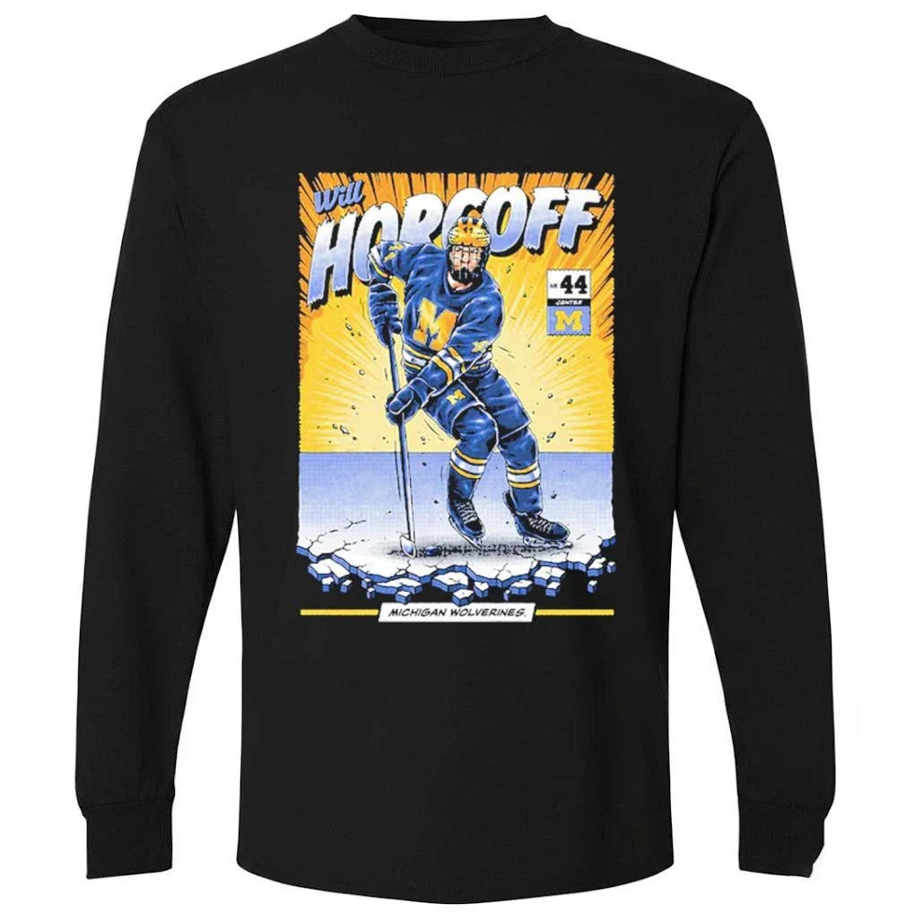 Michigan Wolverines Men’s Hockey Will Horcoff Student Athlete Comic Shirt