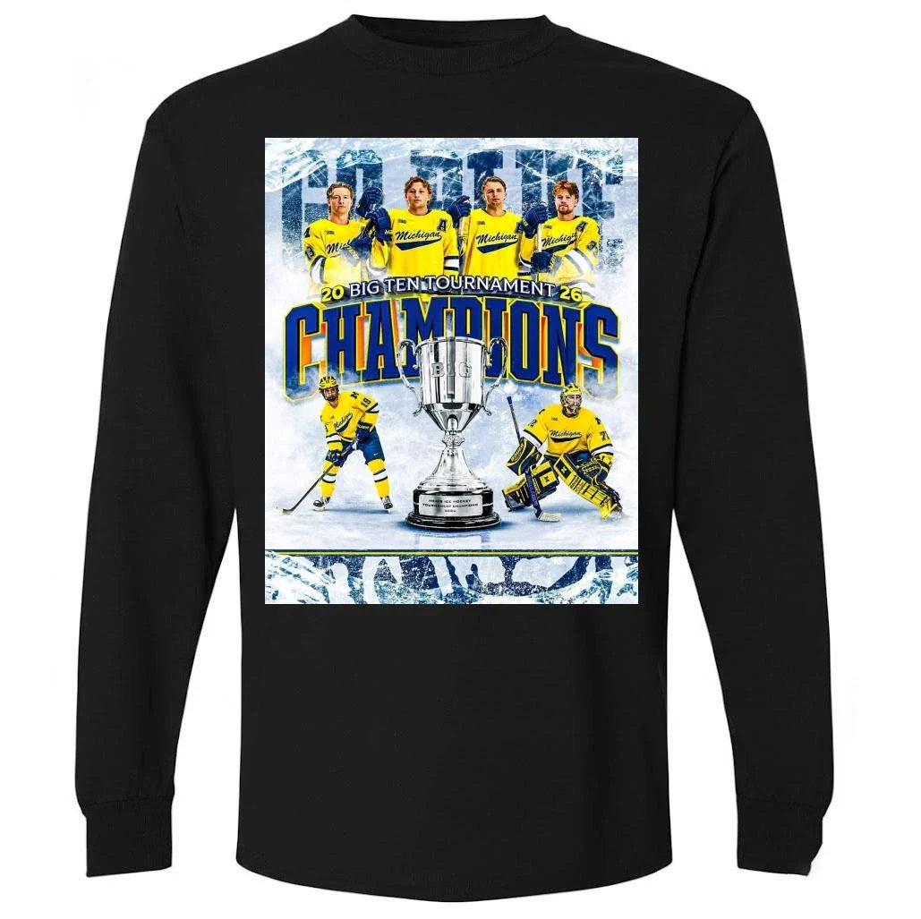 Michigan Wolverines Men’s Ice Hockey 2026 Big Ten Tournament Champions Shirt