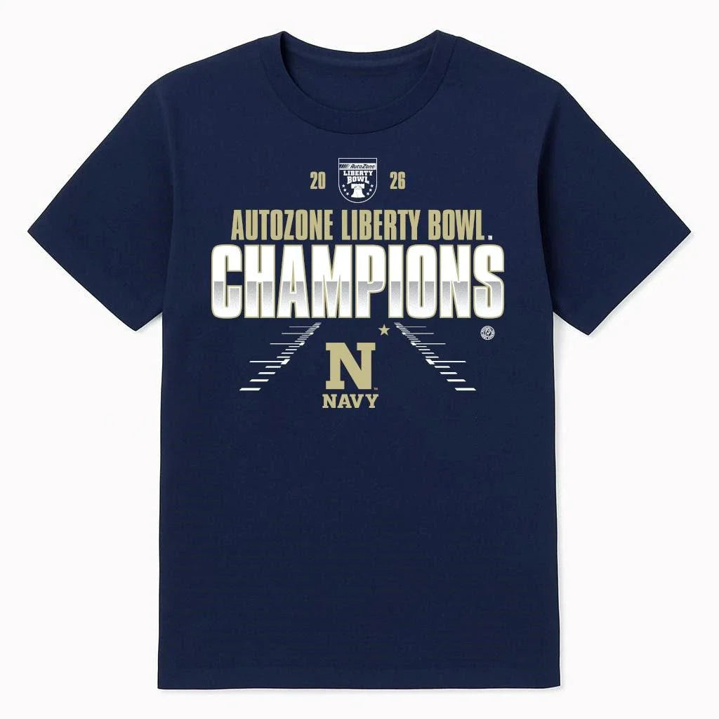 Navy MIdshipmen 2026 Autozone Liberty Bowl Champions Shirt