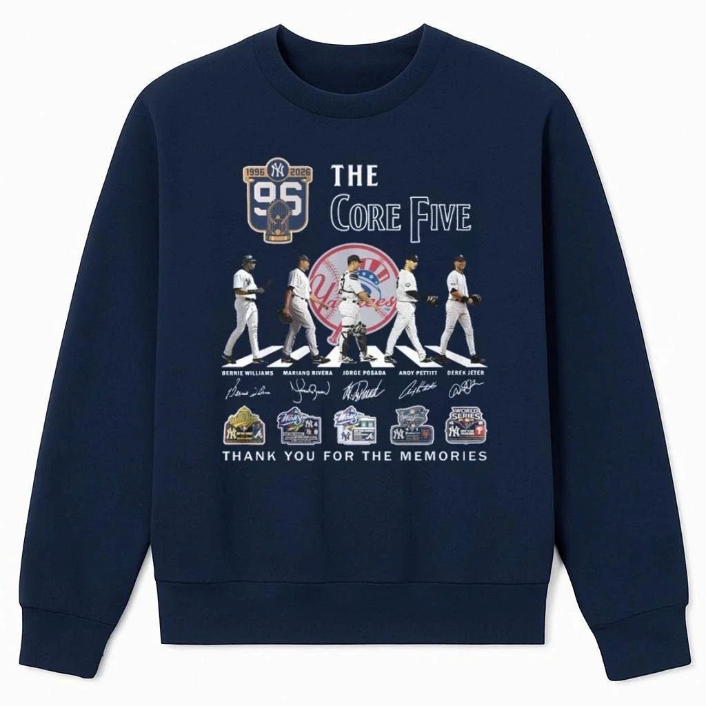 New York Yankees Core Five 1996-2026 Jeter Rivera Petitt Williams Posada Shirt