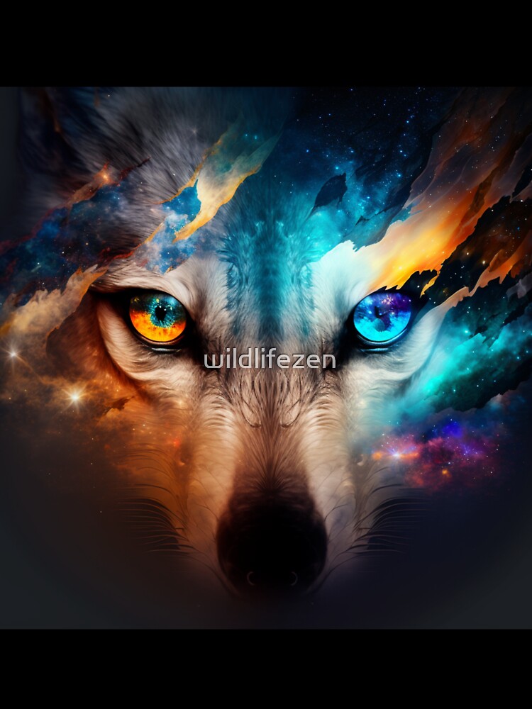 Galaxy Wolf Eyes - Abstract - Water Color Painting - by wildlifezen
