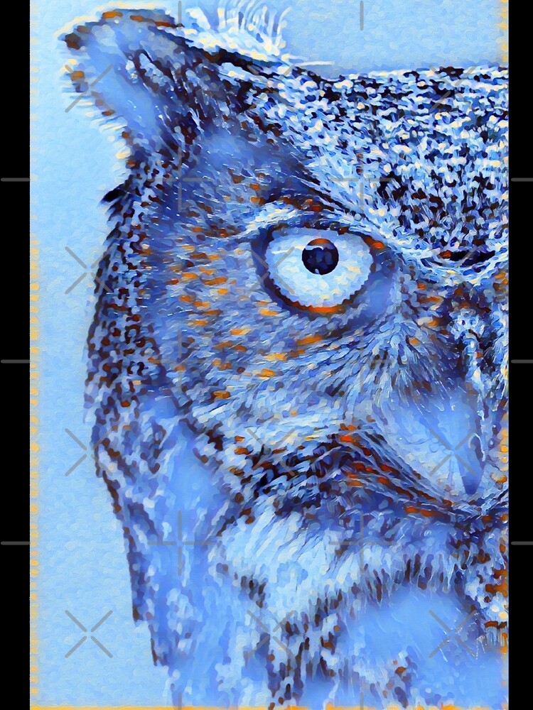 Winter Snowfall Art Portrait Great Horned Owl Bird Face by TheWildFlix