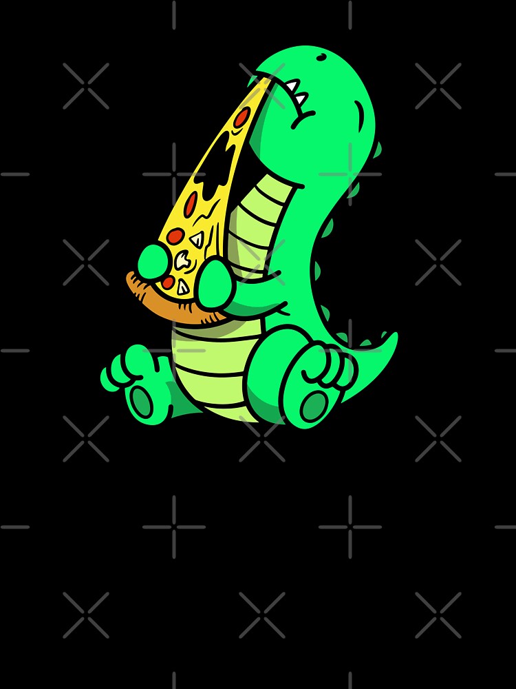 Cute Dinosaur Eat Pizza, Dino Pizza by Si Pakne