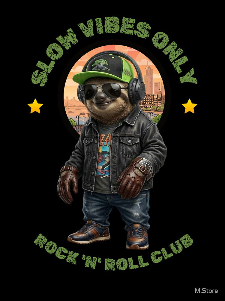 Slow Vibes Only Sloth Rocker – Funny Rock n Roll Sloth Shirt by M.Store