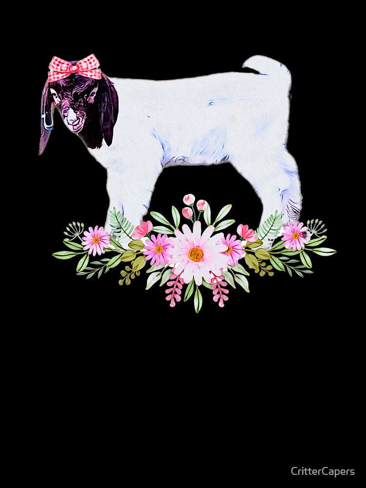 Cute baby goat, Baby Boer goat with bow and flowers by CritterCapers