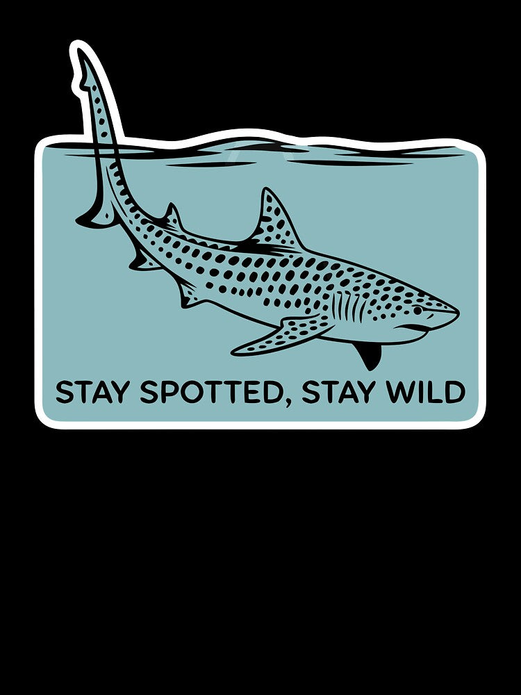 Minimalist Leopard Shark Silhouette with Ocean Quote by VividOrganica