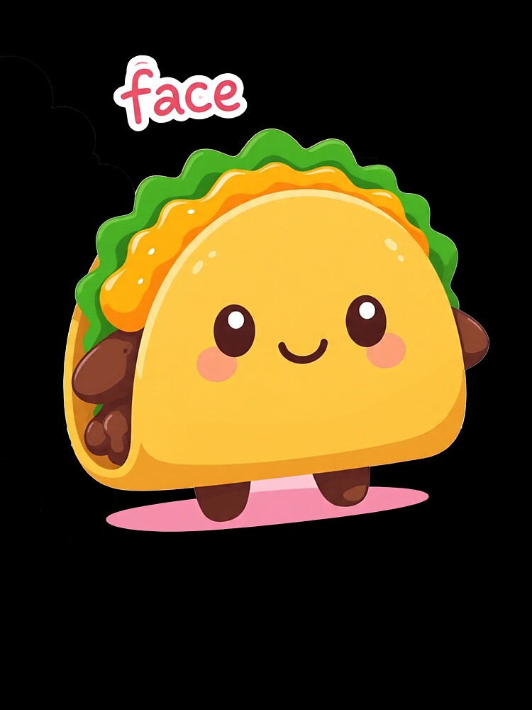 Kawaii Taco with Lettuce & Cheese – Cute Smiling Snack by 001Haiba
