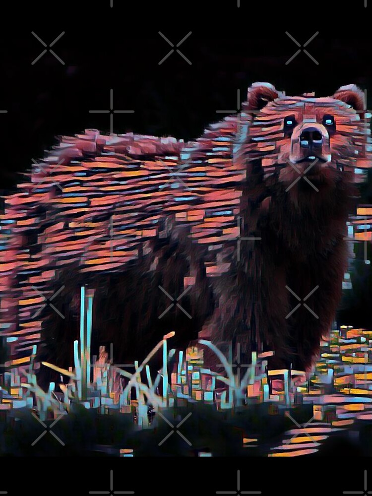 Cool Kodiak Bear Grazer - Pixel Art Print by TGAL2