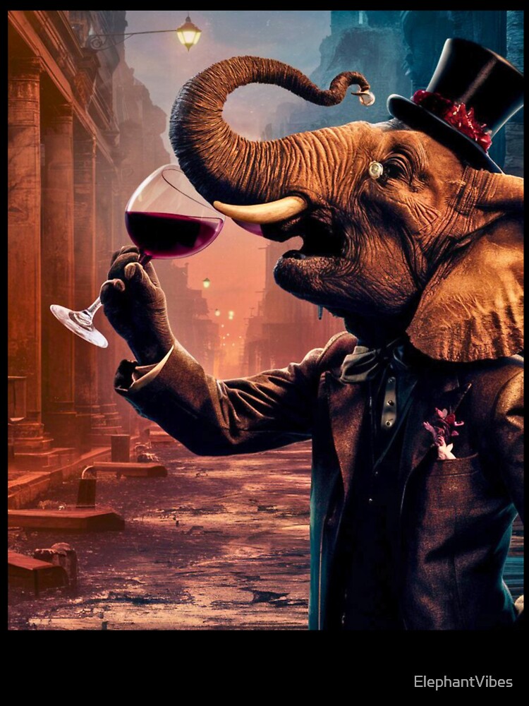 Elephant Portrait. elephant with wine by ElephantVibes