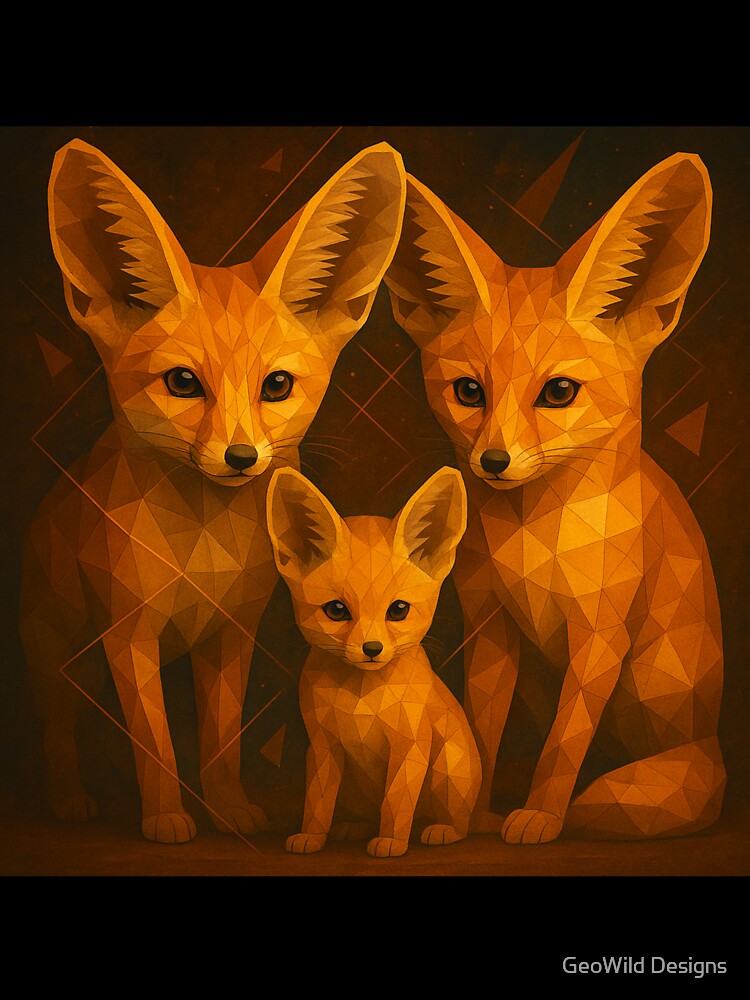 GeoWild Fennec Fox Family – Geometric Desert Wildlife Art by GeoWild Designs