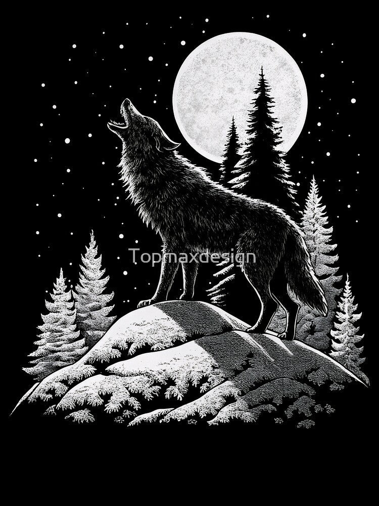 Wild Wolf Howling To The Moon by Topmaxdesign